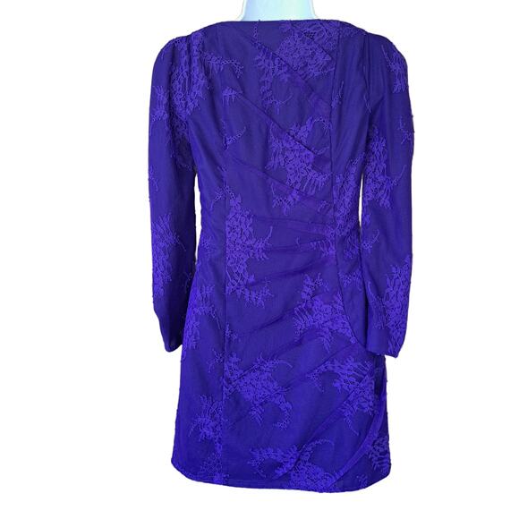 REVOLVE X by NBD Bruna Violet Ruched Lace Long Sleeve Mini Dress Size XS - Picture 4 of 10